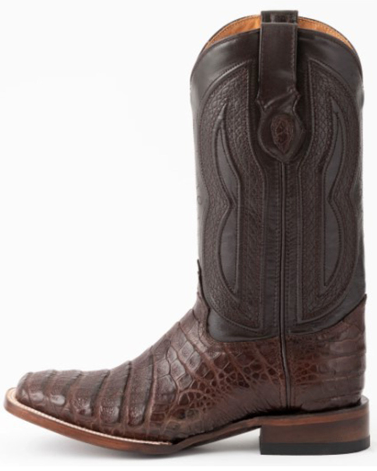 Ferrini  Mens Belly Caiman Chocolate Square Toe   Western Cowboy Boots   Mid Calf - image 3 of 7