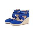 thumbnail image 4 of BLISSFUL STEP Women's Espadrilles Wedge Sandals Platform Close Toe Cross Strap Sandal Royal Blue 7.5, 4 of 6