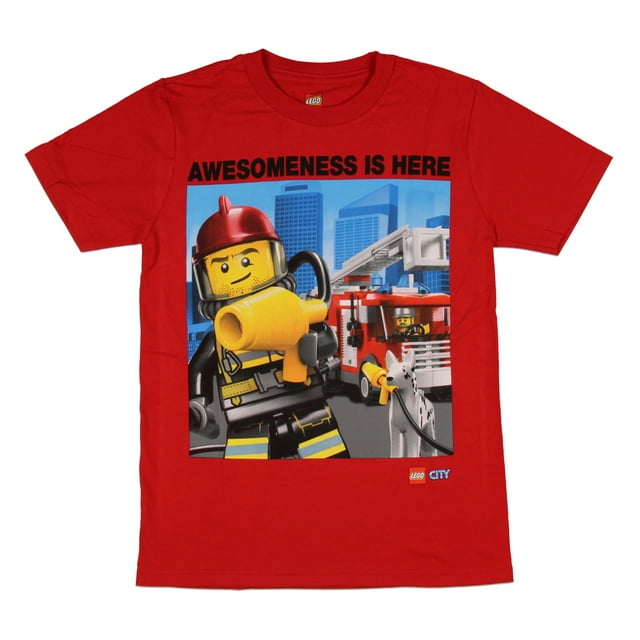 Lego City Boy's Awesomeness Is Here Fire Rescue T-Shirt