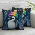 thumbnail image 3 of Orinice Penguin Stars Rainbow Hat Graphic Decorative Throw Pillow Cover for Home Couch Living Room Bed Sofa - Home Decor Pillow Case 1PC 20x20in, 3 of 5