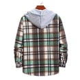 thumbnail image 4 of Deals LYXSSBYX Long Sleeve Shirts for Men Men Casual Patchwork Fashion Plaid Hooded Button Long Sleeve Shirt Blouse, 4 of 9