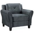 thumbnail image 1 of Bowery Hill Rolled Arm Contemporary Microfiber & Wood Chair in Dark Gray, 1 of 14
