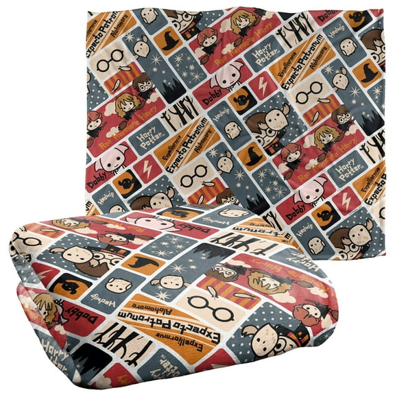 Harry Potter Cute Chibi Pattern Officially Licensed Silky Touch Super Soft Throw Blanket 50' x 60'