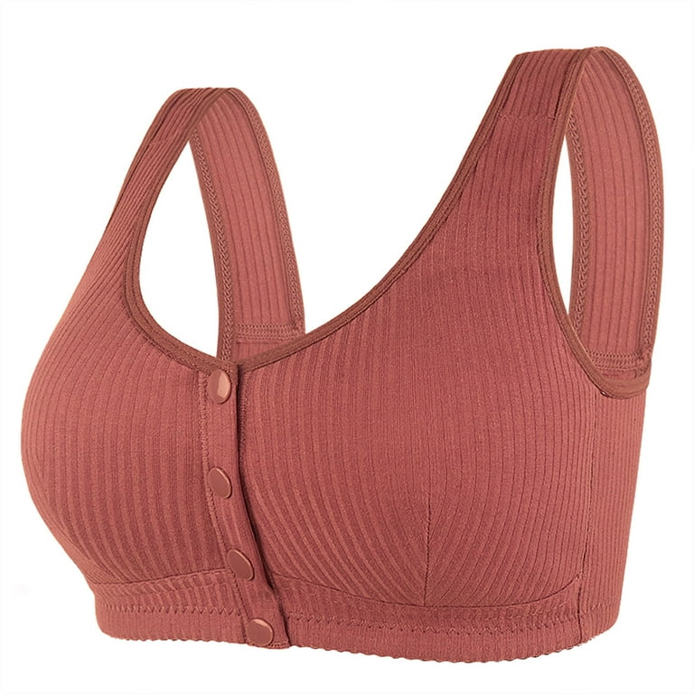 Wirefree Bras for Women Clearance,AIEOTT Plus Size Push Up Full Coverage  Extra-Elastic Front Closure Womens Bras Deals,Sexy Front Button Shaping Cup  Shoulder Strap Underwire Bra,Big Holiday Savings 
