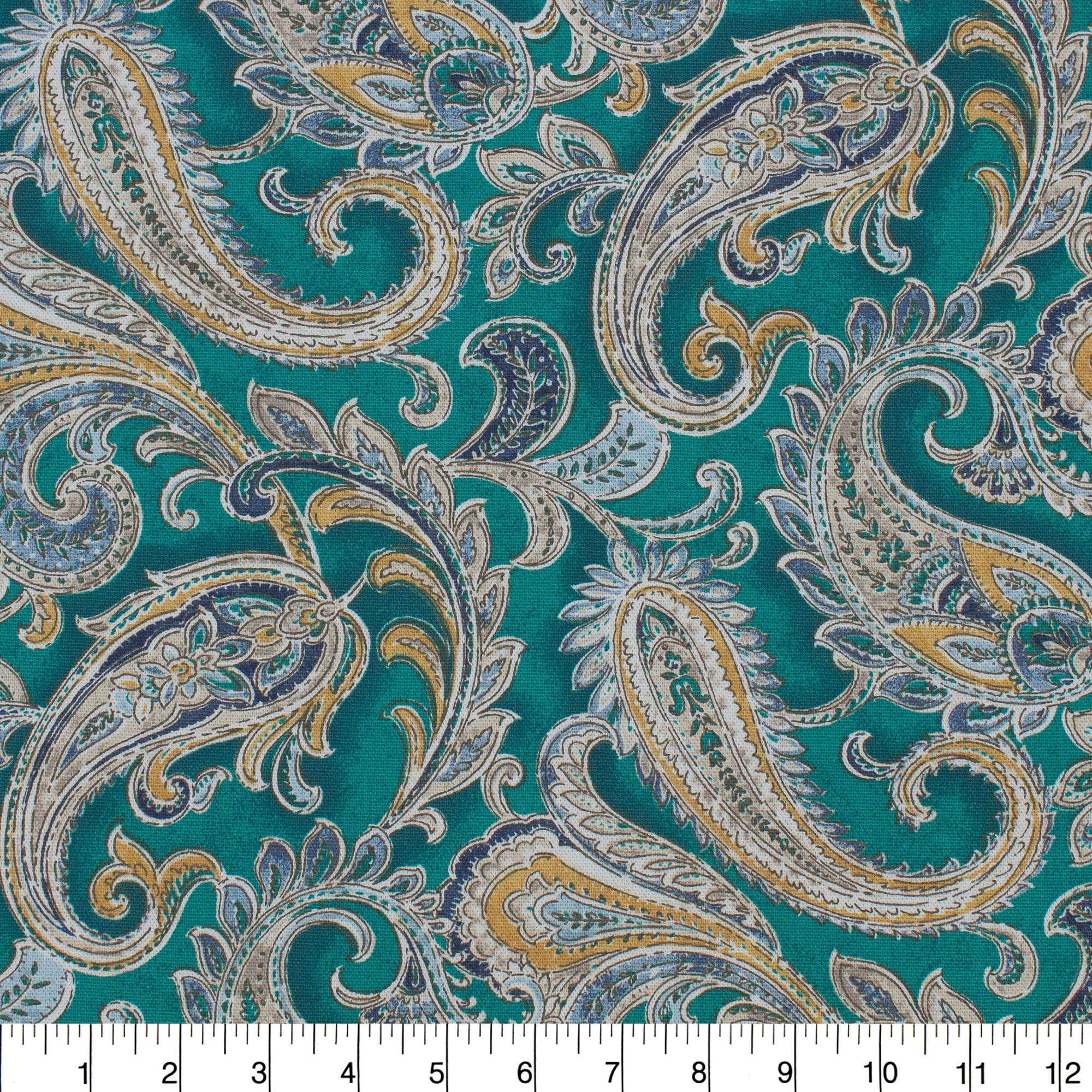 Better Homes & Gardens 54” Width100% Cotton Fabric, 8 Yard by the Bolt, Painterly Paisley Teal