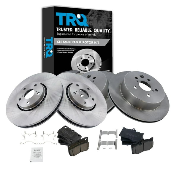 TRQ Front and Rear Brake Pad & Rotor Kit Brake Pads Brake Rotor Ceramic Fits Select 2007-2011 Lexus GS350 2006-2007 GS430 GS450h 2008-2011 GS460 2006-2013 IS350