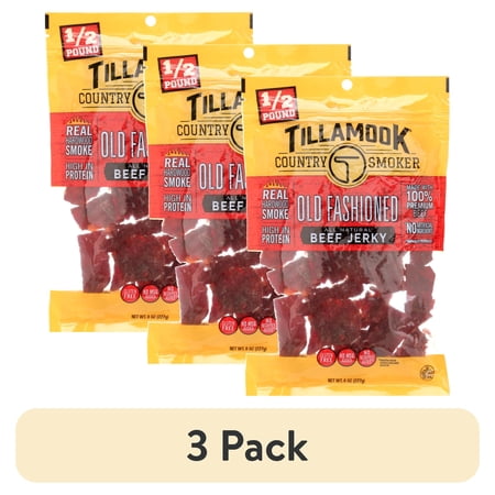 (3 pack) Tillamook Country Smoker All Natural Old Fashioned Beef Jerky, 8 oz