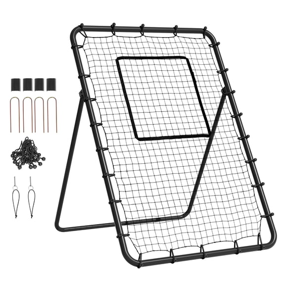 VEVOR Baseball And Softball Rebounder Net, 4 x 6 ft. PitchBack Baseball Nest for Pitching and Fielding Training, Pitch Return Trainer Rebound Net with Pitching Target, 4 Adjustable Angles