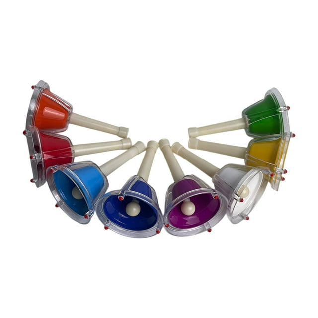 8 piezas de campanas de percusión de mano, campanas de mano coloridas, instrumento musical, campanas de mano, juego de campanas de mano para coros de