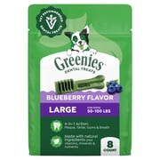 Greenies Blueberry Flavor Adult Natural Dental Dog Treats Large Size, 12 oz Pack (8 Count)