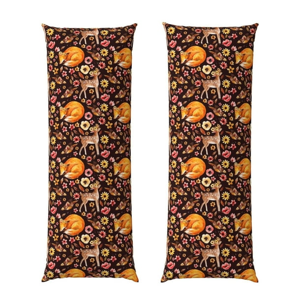 Balery Woodland Creatures Floral Funda Protectora para Almohada Corporal de Algodón Hipoalergénico con Cierre(55 x 21 pulgadas), Almohadas No Incluidas