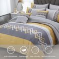 thumbnail image 2 of Davulos Full Size Comforter Set,6 Pieces Bed in Bag Set Geometric Pattern Yellow Bedding Sets with Comforter, Flat Sheet, Fitted Sheet, 2 Pillowcases & 1 Decorative Pillowcase, 2 of 8