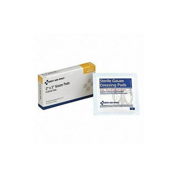 First Aid Only Gauze Pad, Sterile, White, No, Gauze, PK6 3-002