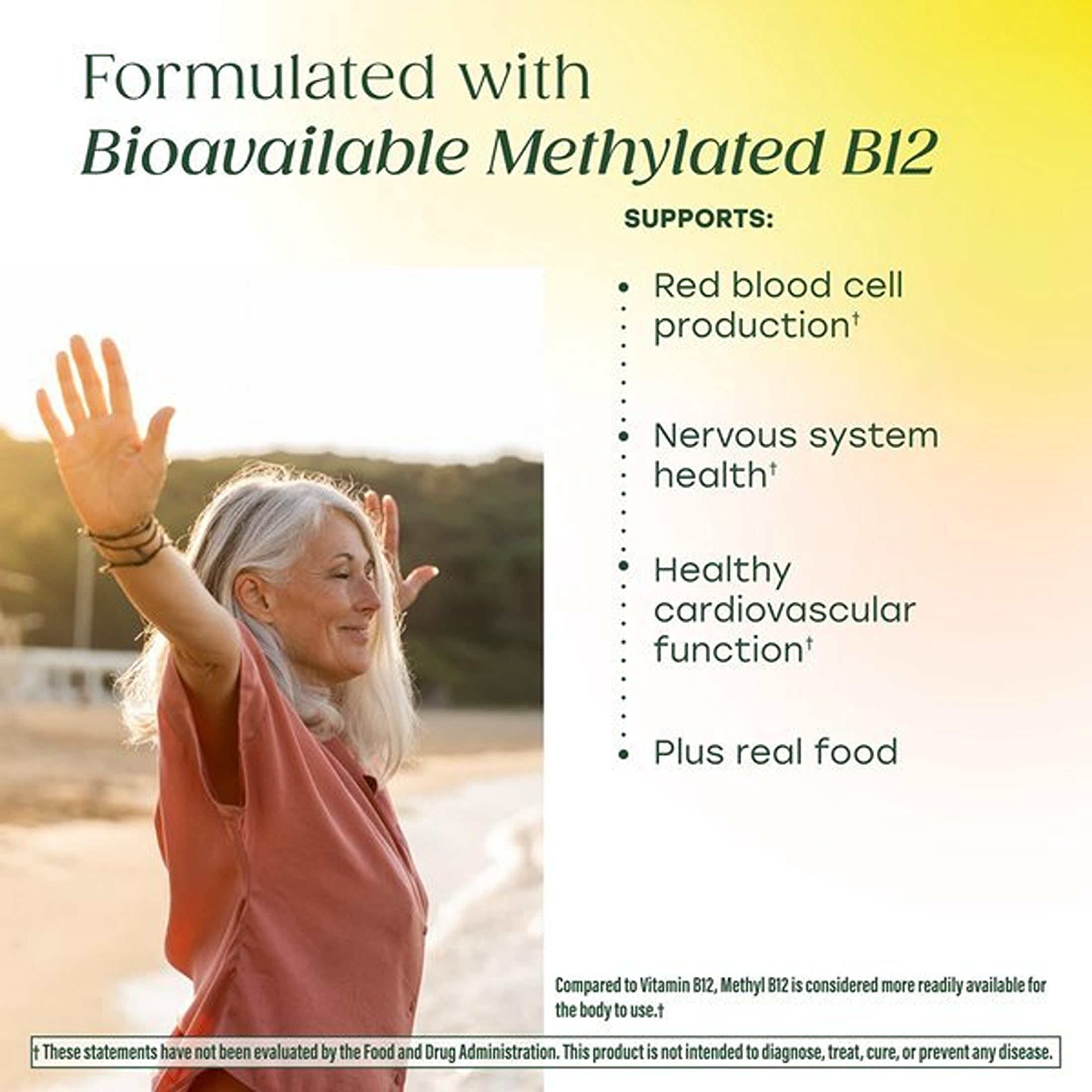 MegaFood Methyl B12 - Methyl Folate & Vitamins B12 & B6 - Energy Production - 60 Servings