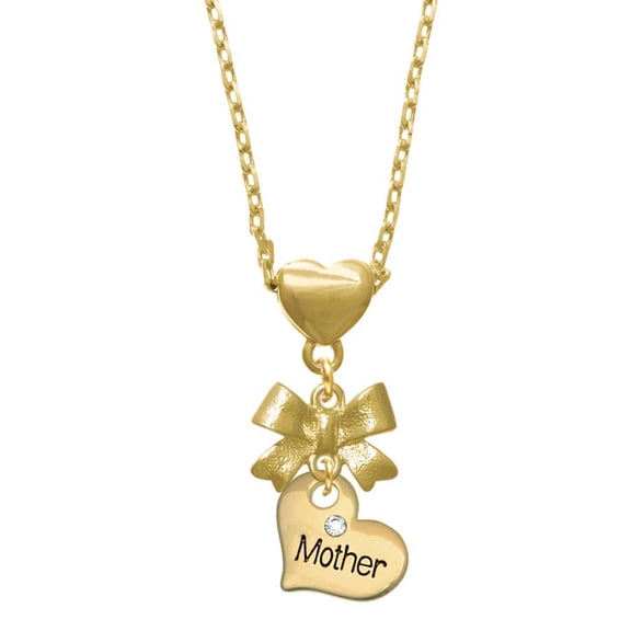 Delight Jewelry Goldtone Large Mother Heart with Crystal - Gold tone Heart Necklace