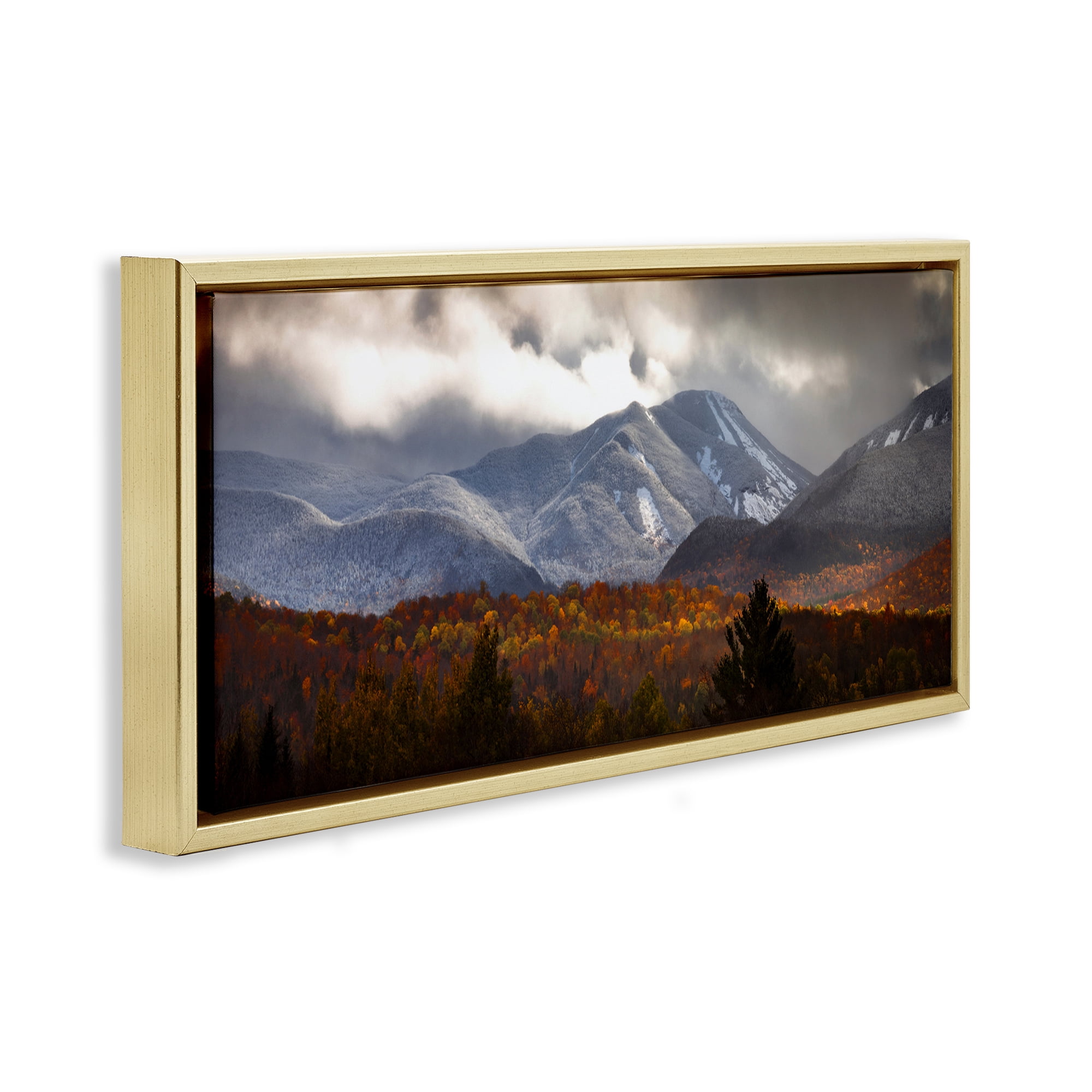 Stupell Industries Colliding Seasons Mountainscape Gold Framed Floater Canvas Wall Art, design by Jonathan Zaharek