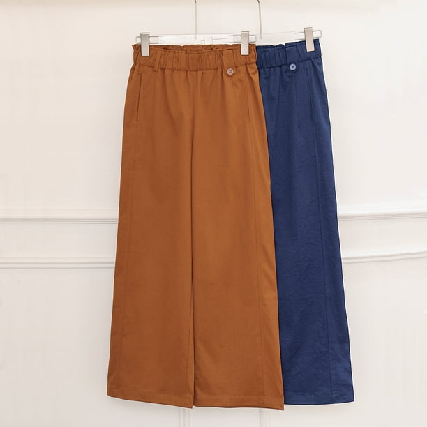 Pantalones de Pierna Ancha de Nuevo Estilo de Verano para Mujer, Pantalones de Pierna Recta con Cintura Elástica, Pantalones Largos Casuales a la Moda, Pantalones Color Caramelo
