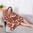 thumbnail image 5 of Oversized Wearable Blanket Hoodie,Red Christmas Icon Pattern Sherpa Blanket Hoodie with Super Pockets,Super Warm Fuzzy Pullover for Women & Men, 5 of 6
