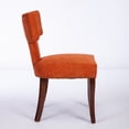 thumbnail image 5 of Mid Century Modern Dining Chairs Set of 2, Farmhouse Linen Upholstered Accent Chairs with Curved Backrest & Copper Nails, Solid Hardwood Frame Kitchen Dining Chairs, Orange, 5 of 9