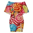 thumbnail image 6 of Pastel Rainbow Lollipop Women's Off The Shoulder Ruffles Summer Wedding Guest Loose Casual Party Beach Dress, 6 of 9