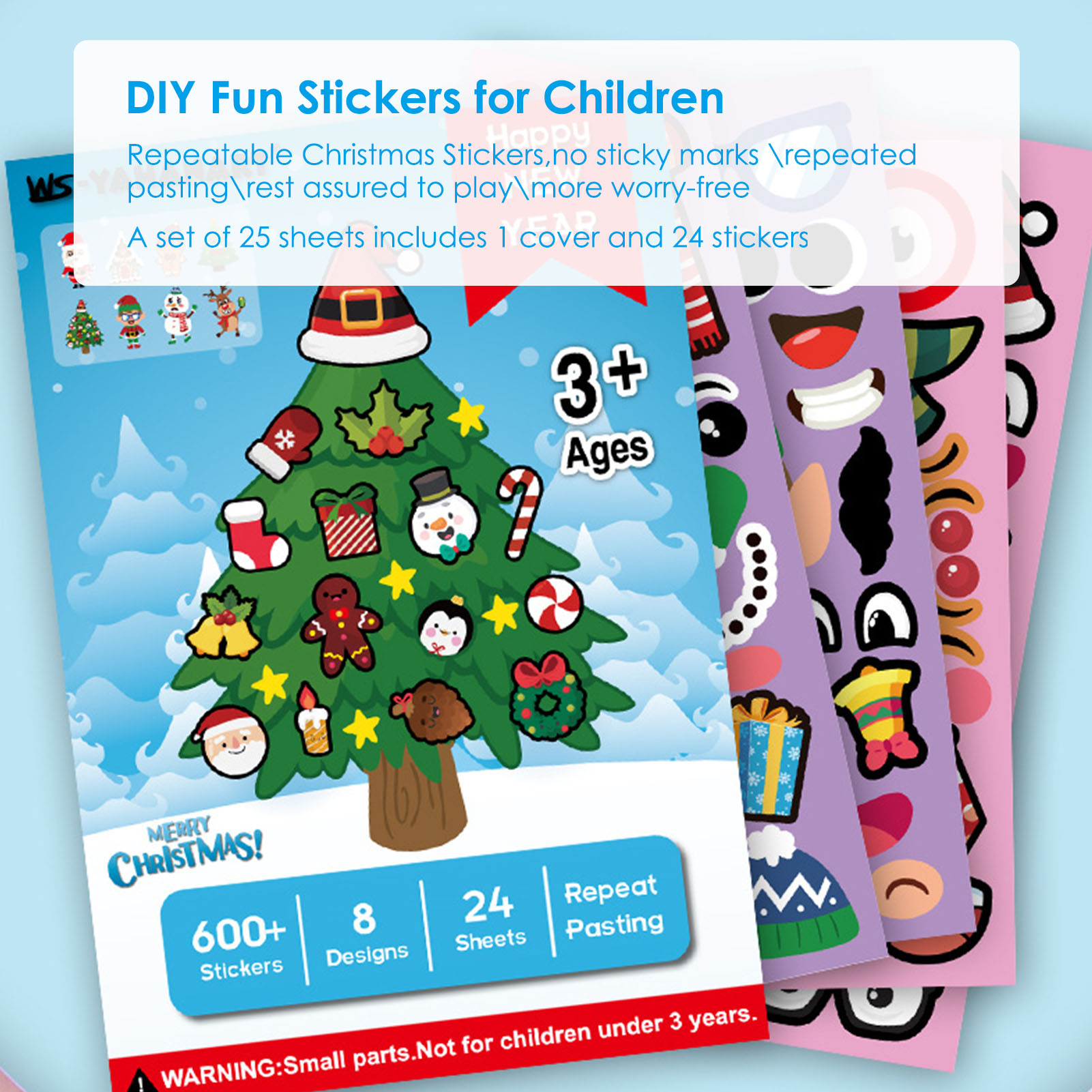Happy Storm Christmas Tree Stickers for Kids, 24 Sheets Make a Christmas  Tree Stickers Decals Crafts for Toddlers, Xmas Party Games Activities
