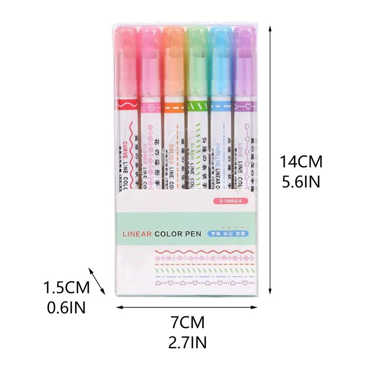  LUTER Curve Highlighter Pen Set, 6pcs Colored Curve
