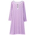 thumbnail image 2 of EFINNY Women's Nightgown Long Sleeve Sleepwear Polka-Dotted Nightdress Soft Pjs Lounger,S-XXL, 2 of 6