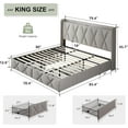 thumbnail image 2 of Feonase King Size Bed Frame with 4 Storage Drawers, Upholstered Platform Bed with Charging Station, Wingback Storage Headboard, Wooden Slats Support, No Box Spring Needed, Easy-Assembly, Light Grey, 2 of 8