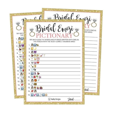 25 Emoji Pictionary Bridal Shower Games Ideas, Wedding Shower, Bachelorette or Engagement Party For Men and Women Couples, Cute Funny Board Kit Bundle Set, Coed Adult Game Cards For Bride to be (Best Couple Card Games)