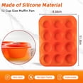 thumbnail image 2 of SUSWIM 2 Pack Silicone Muffin Pan & Cupcake Pans for Baking - 12 Cup Regular Size Egg Bites Molds （0range）, 2 of 6