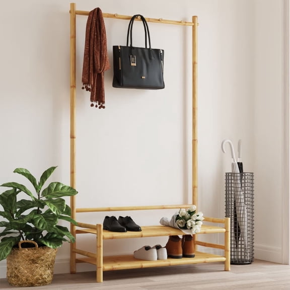 vidaXL Clothes Rack Natural Bamboo Bamboo Compact Clothes Rack