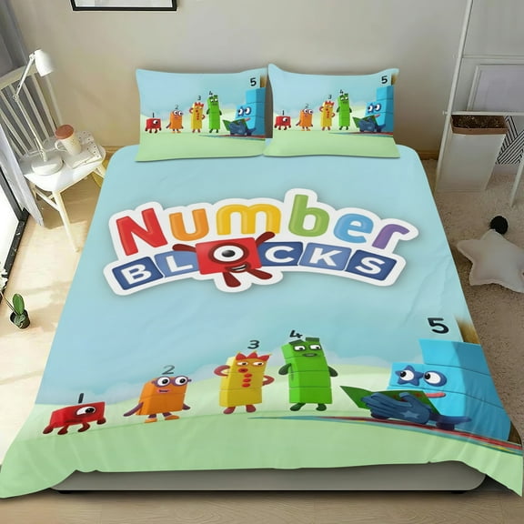 Numberblock Themed Bed Sheet Set Three Piece Set 53x79 Inches Comfortable And Skin Friendly Unique Design Creating A Star Studded Night