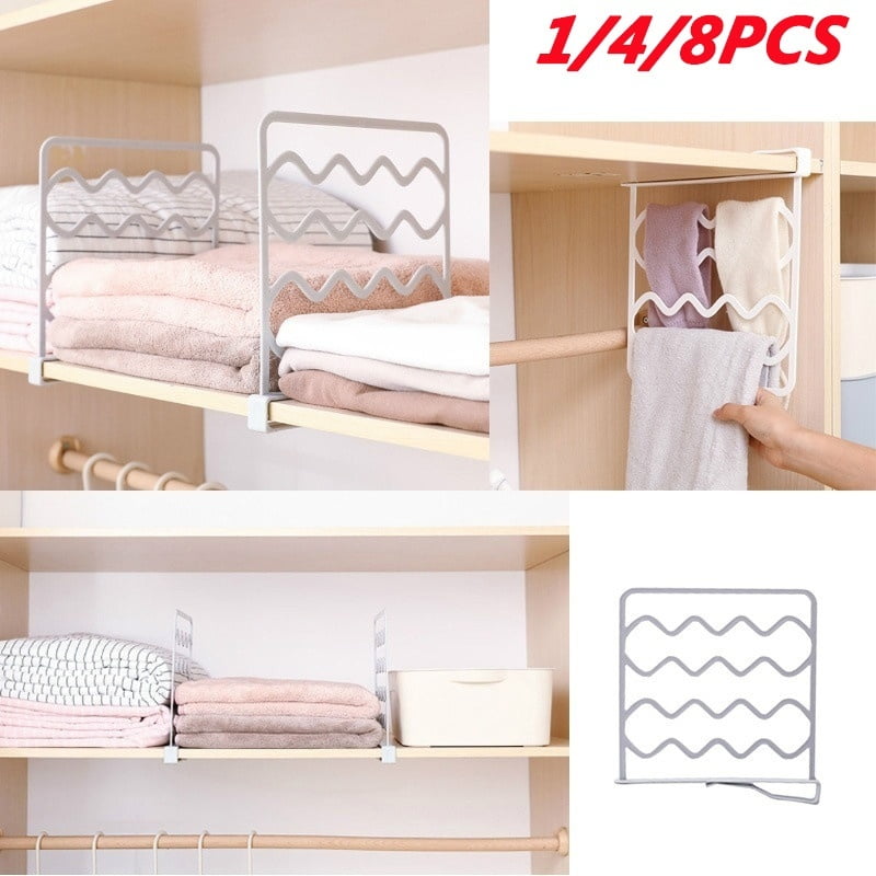 4Pcs Closet Shelf Divider Rack Kitchen Bathroom Storage Wardrobe Space Partition 