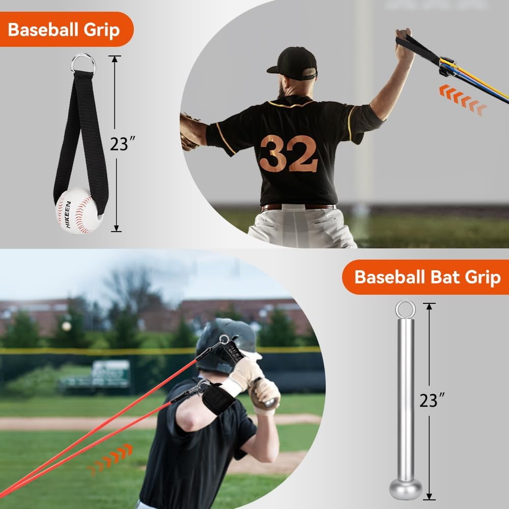 Adoreal Resistance Bands - Baseball Pitching Trainer with Interchangeable Grips to Build Arm Strength