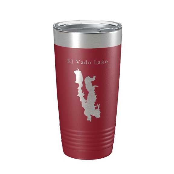 El Vado Lake Map Tumbler Travel Mug Insulated Laser Engraved Coffee Cup New Mexico 20 oz Maroon