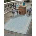 thumbnail image 1 of Unique Loom Outdoor Collection Transitional Indoor & Outdoor Casual Solid Tonal Border Area Rug, 6 x 9 ft, Aquamarine/Beige, 1 of 5