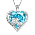 thumbnail image 1 of Juwaliy Collar de Corazón para Mujer para Madre E Hija Dije de Piedra de Nacimiento de Aguamarina Azul de Plata Esterlina 925 Joyería Mamá Regalo de Cumpleaños de Marzo Día de la Madre, 1 of 7
