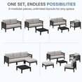 thumbnail image 5 of SERWALL HDPE 6 Pieces Patio Furniture Set, All-Weather Outdoor Sectional Sofa Couch Set, Patio Conversation Set with Coffee Table, Ottomans & Cushions, Black/Khaki, 5 of 11