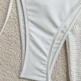 thumbnail image 6 of Sevevn Women's 3 Piece Bikini Set Halter Triangle Top with Side Tie Bottom and Textured Cover Up Shorts White S, 6 of 6