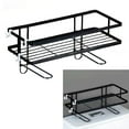 thumbnail image 4 of Estante para inodoro engrosamiento impermeable gran capacidad instalación sin clavos hierro sobre inodoro organizador de baño de una sola capa negro, 4 of 8