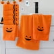 thumbnail image 4 of Set de toallas de algodón bordadas para Halloween | Paños de baño blandos, absorbentes y blandos, de 3 piezas naranja blanca | 74x33cm | Ropa de cama cómoda y de secado rápido, 4 of 6