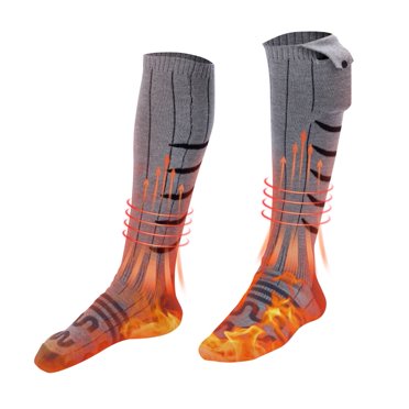 Electric Heated Socks Washable Winter Heating Socks For Men Women Sport Supplies (gray)