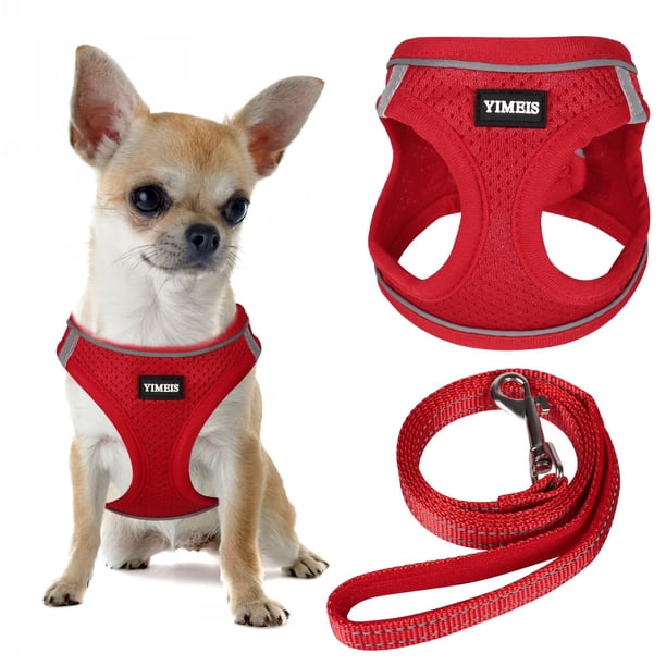 Set de arnés y correa para perros YIMEIS reflectante ajustable rojo