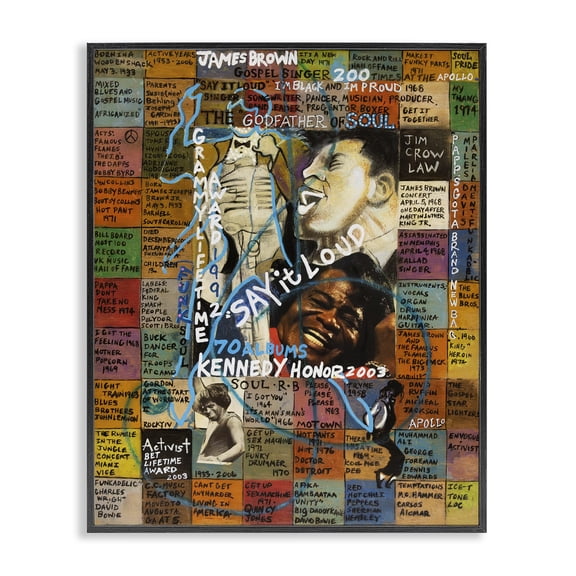 Stupell Industries Art Deco James Brown Collage Black Framed Giclee Art, 11 x 14, by Sabin