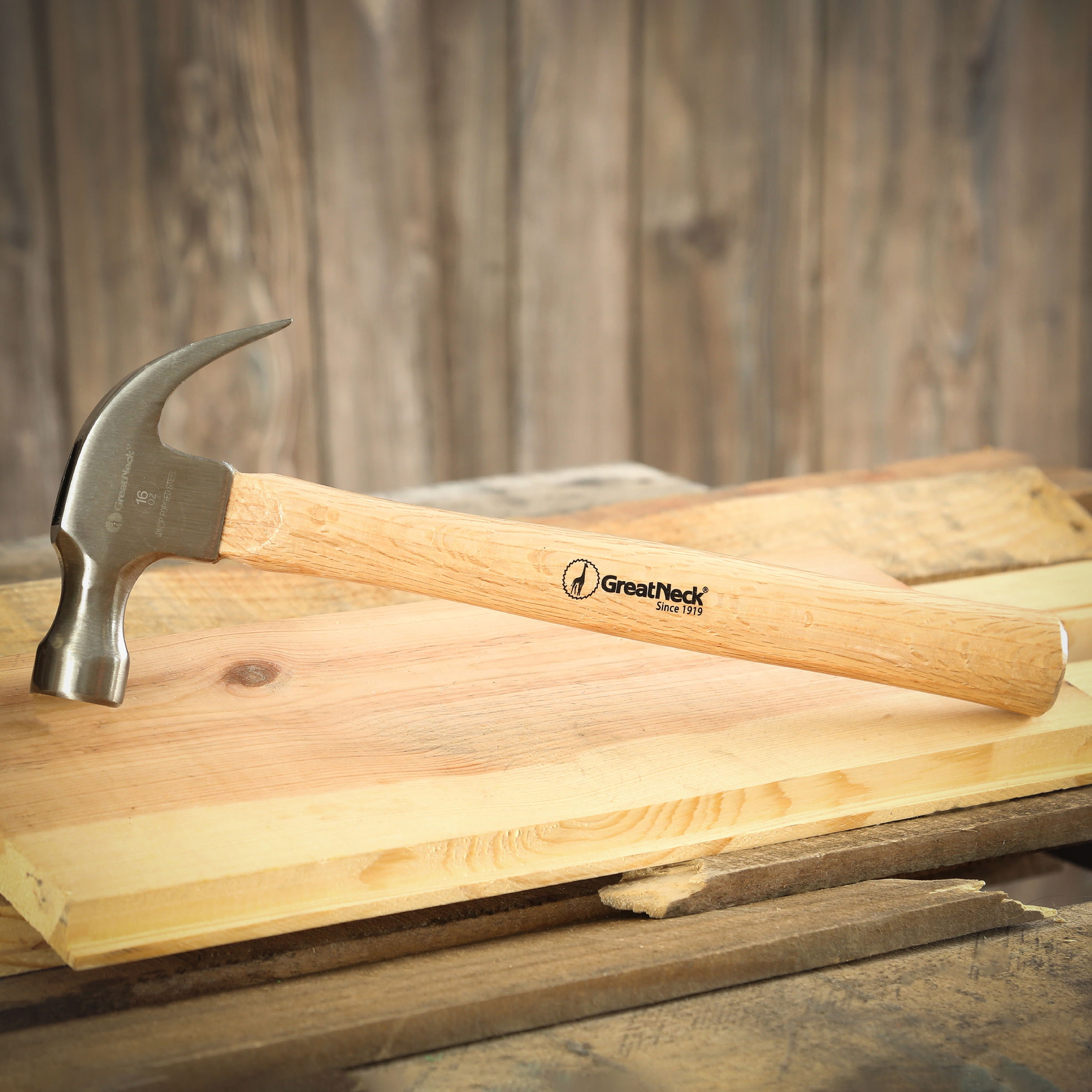 GreatNeck Curved Claw Steel Hammer with Hickory Handle, 16 oz