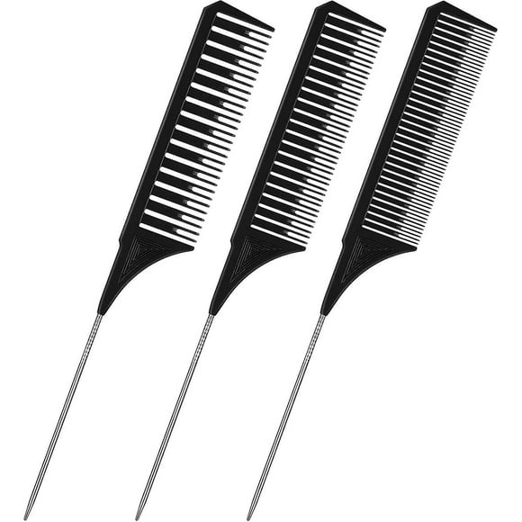 Different Sizes Highlighting Comb Set Foiling Comb Tail Hair Combs Metal Rat Tail Combs Plastic Weaving Teasing Hair Comb For Women Men Hair Styling H
