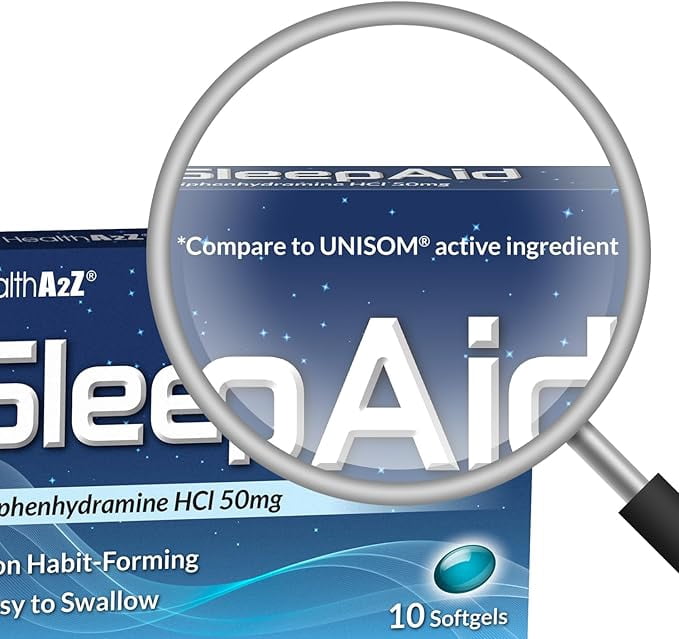 HealthA2Z® Sleep Aid | Diphenhydramine HCl 50mg | Nighttime Sleep Softgels | 10 Counts (Pack of 24) | 240 Softgels Total | Value Pack