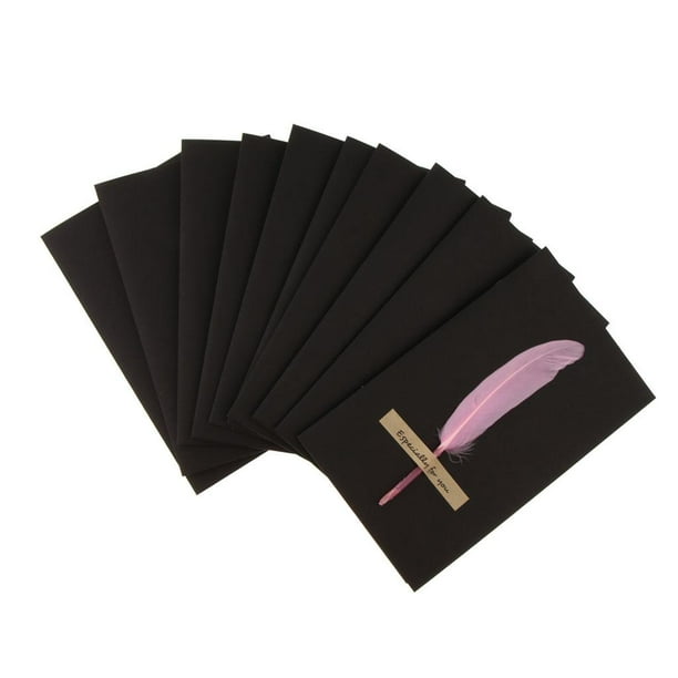 10 Pcs Tarjetas de Felicitación con Decoración de Plumas Accesorios de Regalos Rosado