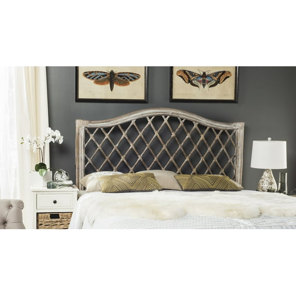 SAFAVIEH Gabrielle Coastal Geometric Wicker Headboard, Full, Antique Grey