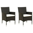 thumbnail image 1 of vidaXL Garden Chairs with Cushions 2 pcs Poly Rattan Black, 1 of 5